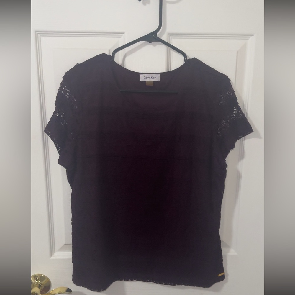 Calvin Klein Women's Purple Lace Top